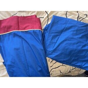 Vintage Sears & Roebuck Red and Blue USA made Top + Bottom Twin Sheet Set 80s